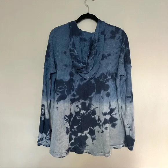 T Party Navy Blue Tie Dye Waffle Knit Hoodie Hooded Sweater Size L - Picture 6 of 8